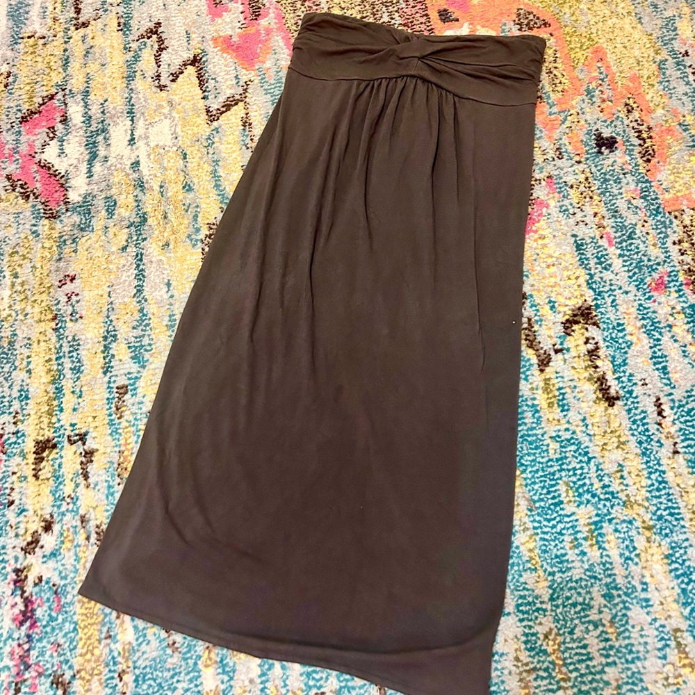 Charcoal gray strapless J Crew dress